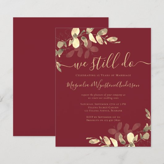 Budget Eucalyptus Vow Renewal Uitnodiging (Voorkant / Achterkant)