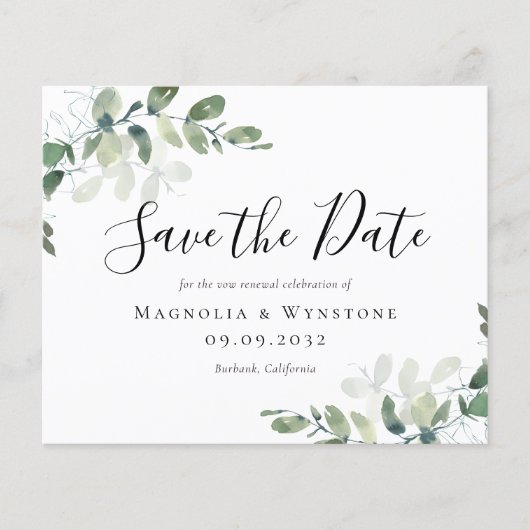 BUDGET Eucalyptus Vow Renewout Save the Date (Voorkant)