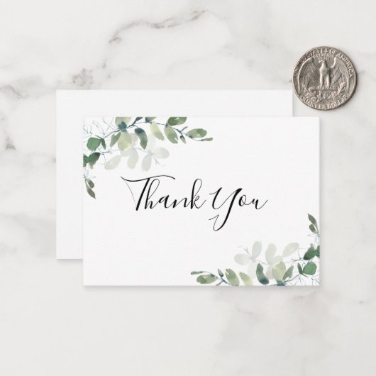 BUDGET Eucalyptus Vrijgezellenfeest Dank u wel Notitiekaartje (Voorkant / Achterkant in situ)