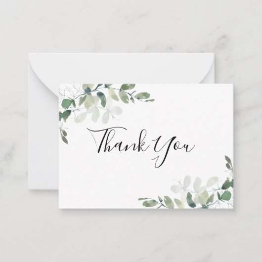 BUDGET Eucalyptus Vrijgezellenfeest Dank u wel Notitiekaartje (Voorkant)