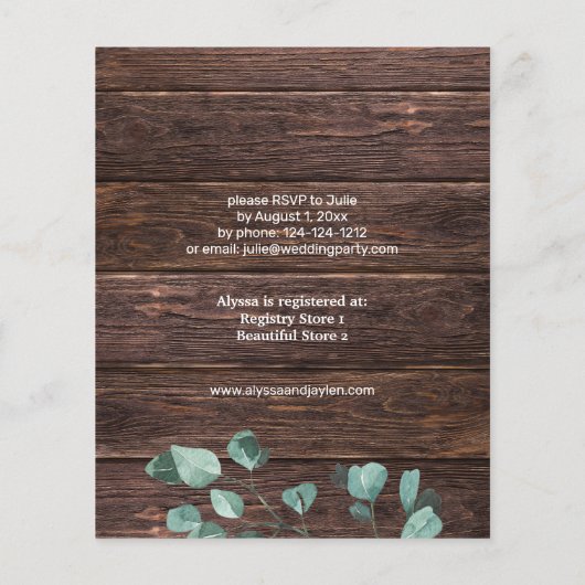 Budget Eucalyptus & Vrijgezellenfeest Flyer (Achterkant)