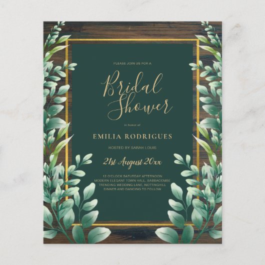 BUDGET Eucalyptus VRIJGEZELLENFEEST Greenery Gold Flyer (Voorkant)