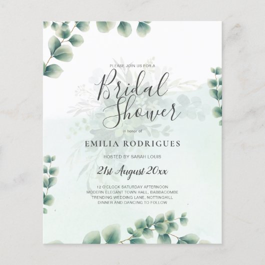 BUDGET Eucalyptus VRIJGEZELLENFEEST Greenery Gold Flyer (Voorkant)