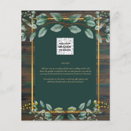 BUDGET Eucalyptus VRIJGEZELLENFEEST Greenery Gold  Flyer (Achterkant)