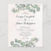 Budget Eucalyptus Watercolor Groen/Oranje Bruiloft (Voorkant)