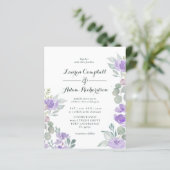 Budget Eucalyptus Watercolor Paarse Bruiloft (Staand voorkant)
