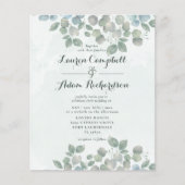 Budget Eucalyptus Watercolor saliegroene Huwelijk (Voorkant)