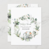 BUDGET Eucalyptus waterverf folia baby shower (Voorkant / Achterkant)