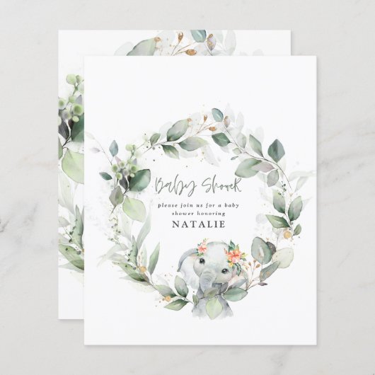 BUDGET Eucalyptus waterverf folia baby shower (Voorkant / Achterkant)