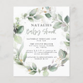 BUDGET Eucalyptus waterverf folia baby shower Flyer (Achterkant)