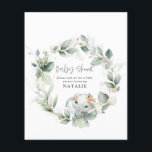BUDGET Eucalyptus waterverf folia baby shower Flyer<br><div class="desc">budgettaire stijlvolle eucalyptus schattige uitnodiging voor het baby shower van bladolifanten .</div>