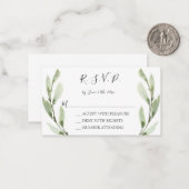 Budget Eucalyptus Waterverf Moderne RSVP-kaarten Notitiekaartje (Voorkant / Achterkant in situ)