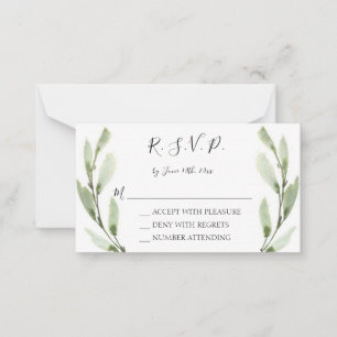 Budget Eucalyptus Waterverf Moderne RSVP-kaarten Notitiekaartje