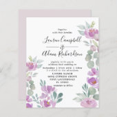 Budget Eucalyptus Waterverf Roze bruiloft Uitnodig (Voorkant / Achterkant)