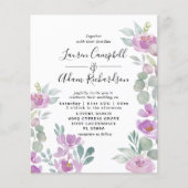 Budget Eucalyptus Waterverf Roze bruiloft Uitnodig (Voorkant)