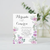 Budget Eucalyptus Waterverf Roze bruiloft Uitnodig (Staand voorkant)