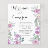 Budget Eucalyptus Waterverf Roze bruiloft Uitnodig (Voorkant)