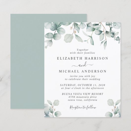 Budget Eucalyptus Waterverf Weddenschap (Voorkant / Achterkant)