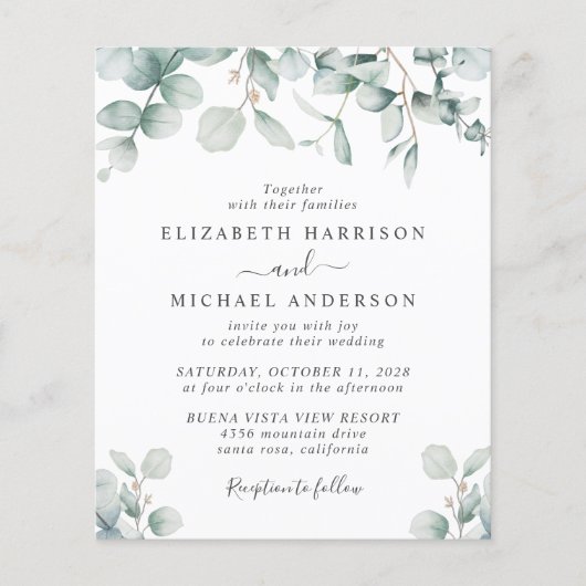 Budget Eucalyptus Waterverf Weddenschap (Voorkant)