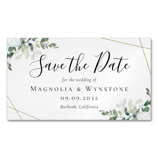 BUDGET Eucalyptus Waterverf Weddenschap sparen de  Magnetisch Visitekaartje (Voorkant)