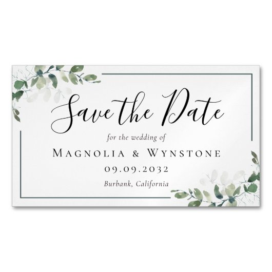 BUDGET Eucalyptus Waterverf Weddenschap sparen de  Magnetisch Visitekaartje (Voorkant)