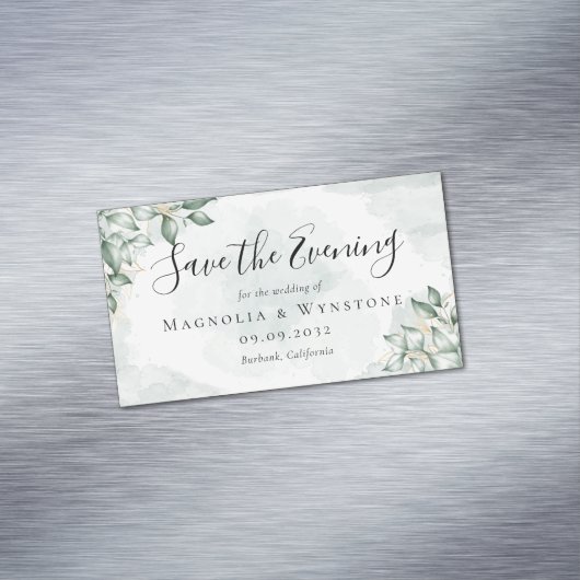 BUDGET Eucalyptus Waterverf Weddenschap sparen de  Magnetisch Visitekaartje (Voorbeeld)