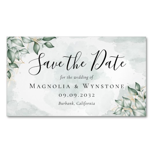 BUDGET Eucalyptus Waterverf Weddenschap sparen de  Magnetisch Visitekaartje (Voorkant)