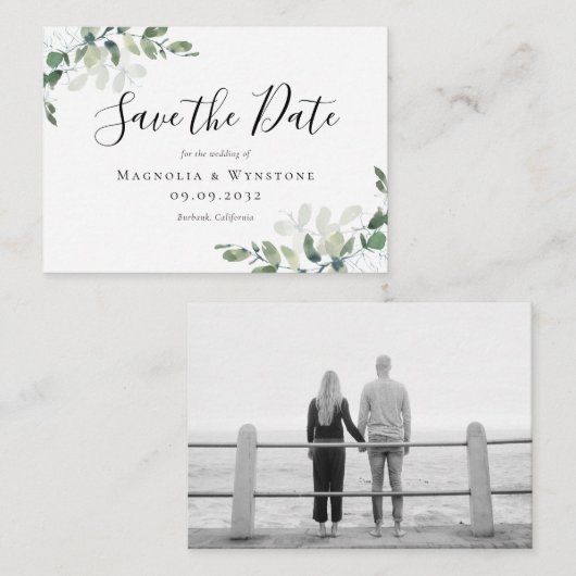 BUDGET Eucalyptus Waterverf Weddenschap sparen de  Notitiekaartje (Voorkant / Achterkant)