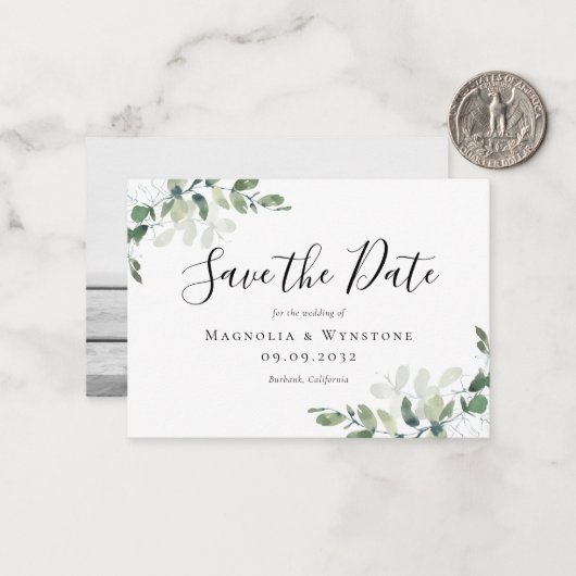 BUDGET Eucalyptus Waterverf Weddenschap sparen de  Notitiekaartje (Voorkant / Achterkant in situ)