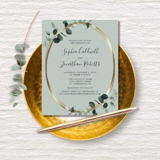Budget Eucalyptus Website RSVP Sage Wedding Invite