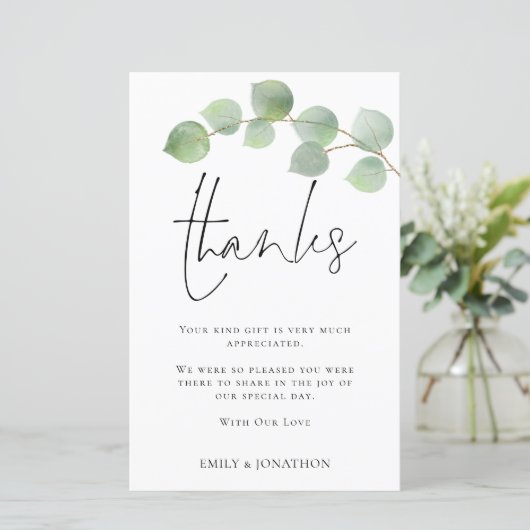 BUDGET Eucalyptus Weddenschap 3 Foto citaat Bedank (Staand voorkant)