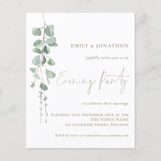 Budget Eucalyptus Weddenschap Evening Party Gold (Voorkant)