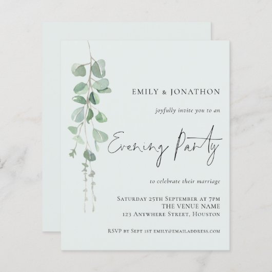 Budget Eucalyptus Weddenschap Evening Party Mint (Voorkant / Achterkant)