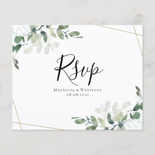 Budget Eucalyptus Weddenschap RSVP Briefkaart (Voorkant)