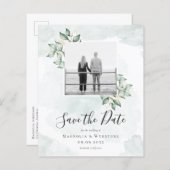 BUDGET Eucalyptus Weddenschap Save the Date Briefk (Voorkant / Achterkant)