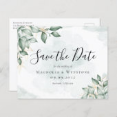 BUDGET Eucalyptus Weddenschap Save the Date Briefk (Voorkant / Achterkant)