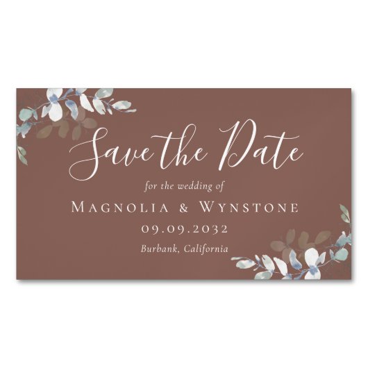 BUDGET Eucalyptus Weddenschap sparen de datum Magnetisch Visitekaartje (Voorkant)