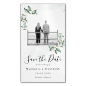 BUDGET Eucalyptus Weddenschap sparen de datum Magnetisch Visitekaartje (Voorkant Verticaal)