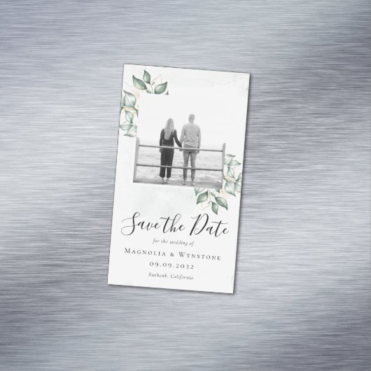 BUDGET Eucalyptus Weddenschap sparen de datum Magnetisch Visitekaartje (Voorbeeld)