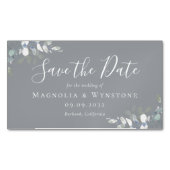 BUDGET Eucalyptus Weddenschap sparen de datum Magnetisch Visitekaartje (Voorkant)