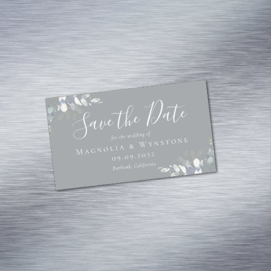 BUDGET Eucalyptus Weddenschap sparen de datum Magnetisch Visitekaartje (Voorbeeld)