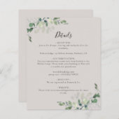 Budget Eucalyptus Wedding Details Enclosure Kaart (Voorkant / Achterkant)