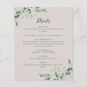 Budget Eucalyptus Wedding Details Enclosure Kaart