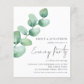 Budget Eucalyptus Wedding Evening Party Uitnodigin (Voorkant)