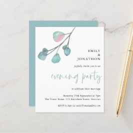 Budget Eucalyptus Wedding Evening Party Uitnodigin