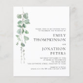 Budget Eucalyptus Wedding Evening Party Uitnodigin (Voorkant)