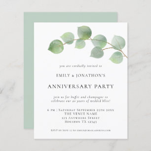 Budget Eucalyptus Wedding Jubileum Party Invite