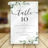 BUDGET Eucalyptus Wedding Menu Table Number Kaart