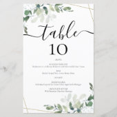 BUDGET Eucalyptus Wedding Menu Table Number Kaart (Voorkant)