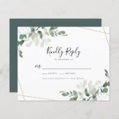 Budget Eucalyptus Wedding RSVP Response Kaart (Voorkant / Achterkant)